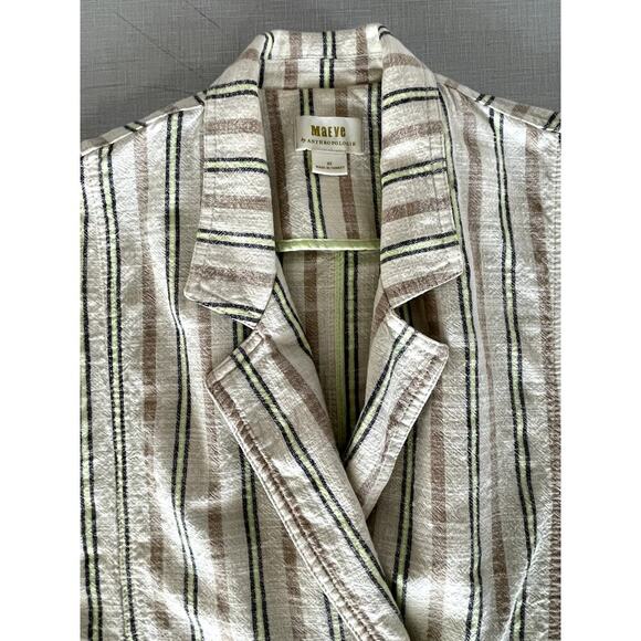 Maeve Anthropologie Sz XS Danielle Blazer Cotton Oversized Casual Boho Classic - Picture 4 of 13